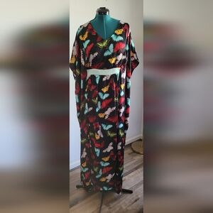 Colorful Butterfly Print Plus Size Caftan Kaftan
